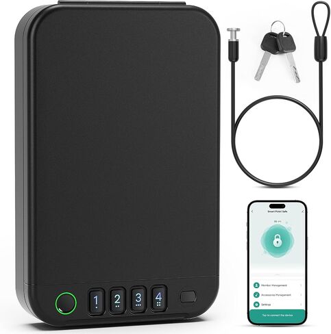 Gun Safe, Biometric gun safe for handgun, Portable Car Pistol Gun Safe Pistol with Keys Keypad and APP Control Hand Gun Lock Box, small safe for Home Bedside Car Wild camping in Saudi Arabia