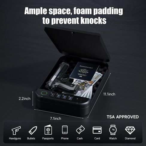 Gun Safe, Biometric gun safe for handgun, Portable Car Pistol Gun Safe Pistol with Keys Keypad and APP Control Hand Gun Lock Box, small safe for Home Bedside Car Wild camping in Saudi Arabia
