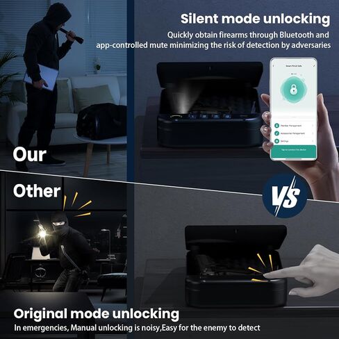 Gun Safe, Biometric gun safe for handgun, Portable Car Pistol Gun Safe Pistol with Keys Keypad and APP Control Hand Gun Lock Box, small safe for Home Bedside Car Wild camping in Saudi Arabia