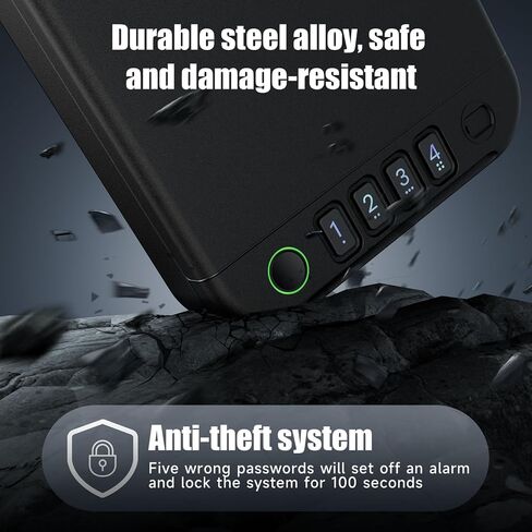 Gun Safe, Biometric gun safe for handgun, Portable Car Pistol Gun Safe Pistol with Keys Keypad and APP Control Hand Gun Lock Box, small safe for Home Bedside Car Wild camping in Saudi Arabia
