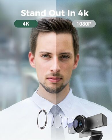 كاميرا ويب WYRESTORM 4K مع تتبع AI، تأطير تلقائي، 106 درجة FOV، تأطير تلقائي، إلغاء ضوضاء الميكروفونات المزدوجة، كاميرا ويب USB مثالية للاجتماعات والمؤتمرات والتعليم عن بعد والبث المباشر عالي الدقة in Saudi Arabia