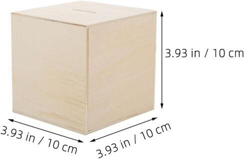 Vaguelly 4pcs Unfinished Wooden Piggy Bank Blank Square Cube Coin Bank DIY Unpainted Money Saving Box for Kids Art Crafts in Saudi Arabia