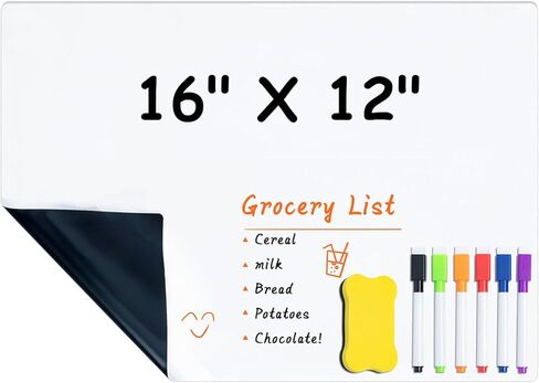 M&G Magnetic Dry Erase Board for Fridge, 16"x 12" Fridge Whiteboard for Kitchen, Refrigerator White Board Set with 6 Markers and Eraser, to Do List, Family Schedule Planning Board in Saudi Arabia