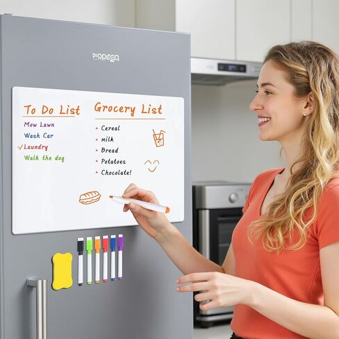M&G Magnetic Dry Erase Board for Fridge, 16"x 12" Fridge Whiteboard for Kitchen, Refrigerator White Board Set with 6 Markers and Eraser, to Do List, Family Schedule Planning Board in Saudi Arabia