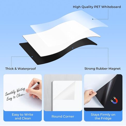 M&G Magnetic Dry Erase Board for Fridge, 16"x 12" Fridge Whiteboard for Kitchen, Refrigerator White Board Set with 6 Markers and Eraser, to Do List, Family Schedule Planning Board in Saudi Arabia