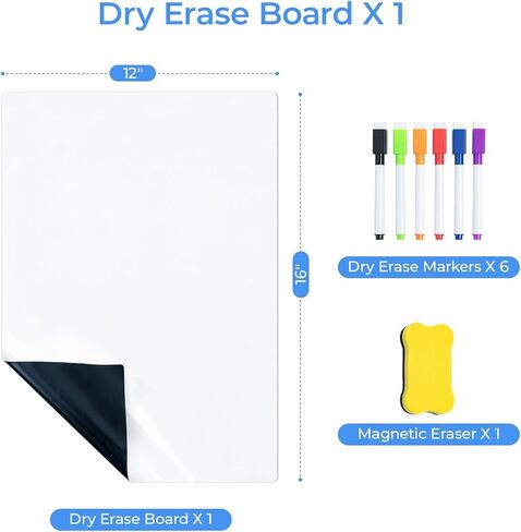 M&G Magnetic Dry Erase Board for Fridge, 16"x 12" Fridge Whiteboard for Kitchen, Refrigerator White Board Set with 6 Markers and Eraser, to Do List, Family Schedule Planning Board in Saudi Arabia