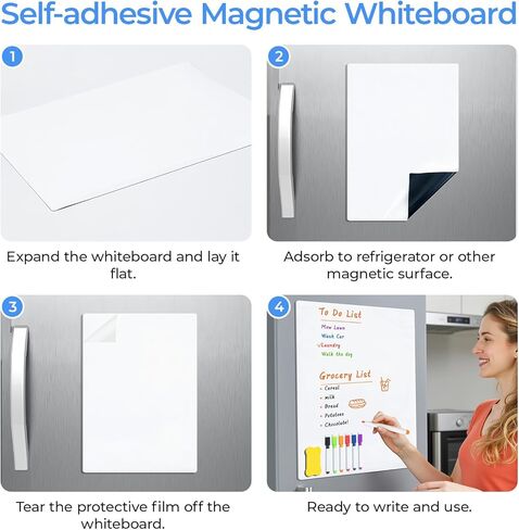M&G Magnetic Dry Erase Board for Fridge, 16"x 12" Fridge Whiteboard for Kitchen, Refrigerator White Board Set with 6 Markers and Eraser, to Do List, Family Schedule Planning Board in Saudi Arabia