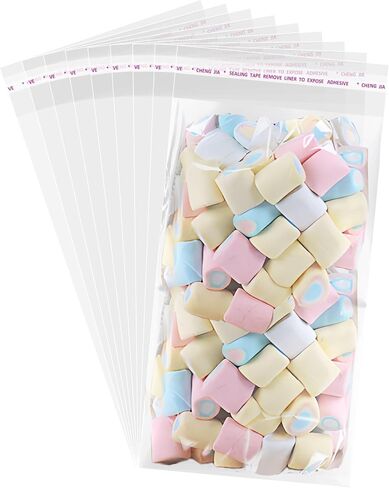 JOYIT 5x10 Inches Self Sealing Clear Cellophane Bags - 200 Pcs Clear Gift Bags with Seal, Ideal Clear Resealable Cookie Bags, Goodie Bags, and Clear Favor Bags for Treats, Perfect for Parties in Saudi Arabia