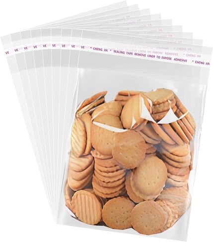 JOYIT 5x10 Inches Self Sealing Clear Cellophane Bags - 200 Pcs Clear Gift Bags with Seal, Ideal Clear Resealable Cookie Bags, Goodie Bags, and Clear Favor Bags for Treats, Perfect for Parties in Saudi Arabia