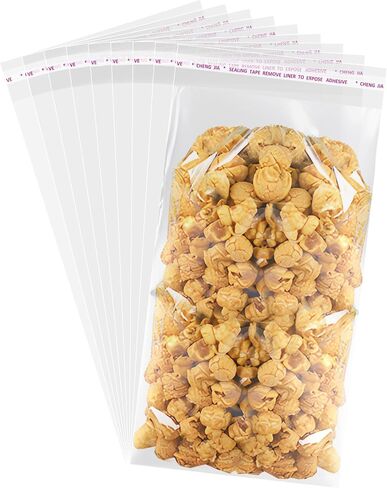 JOYIT 5x10 Inches Self Sealing Clear Cellophane Bags - 200 Pcs Clear Gift Bags with Seal, Ideal Clear Resealable Cookie Bags, Goodie Bags, and Clear Favor Bags for Treats, Perfect for Parties in Saudi Arabia