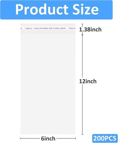 JOYIT 5x10 Inches Self Sealing Clear Cellophane Bags - 200 Pcs Clear Gift Bags with Seal, Ideal Clear Resealable Cookie Bags, Goodie Bags, and Clear Favor Bags for Treats, Perfect for Parties in Saudi Arabia