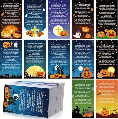 240pcs بطاقات صلاة الهالوين ، بطاقات صلاة اليقطين ، بالقيام بالكتاب المقدس ، والكتابة ، هالو ، هالو ، صلاة المسيح ، هدايا الهالوين ، in Kuwait