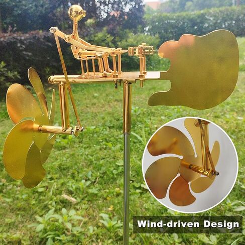 Garden Rock Band Windmill,Metal Drummer Player Windmill–Wind Powered Yard Art Sculpture, Garden Decor for Lawn, Patio, or Courtyard–Outdoor Percussionist Figurine Gift(Drummer) in Kuwait