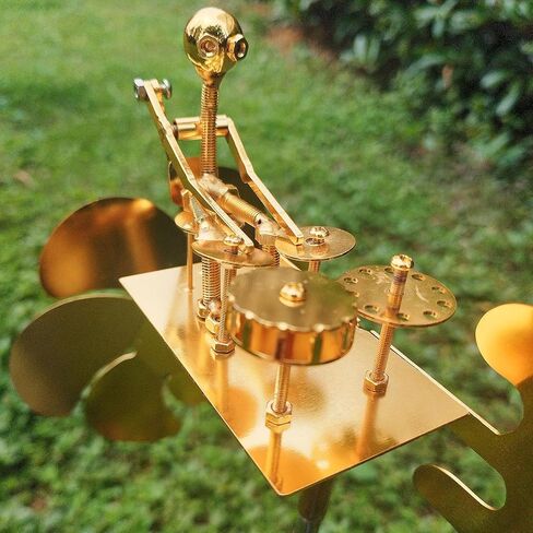 Garden Rock Band Windmill,Metal Drummer Player Windmill–Wind Powered Yard Art Sculpture, Garden Decor for Lawn, Patio, or Courtyard–Outdoor Percussionist Figurine Gift(Drummer) in Kuwait