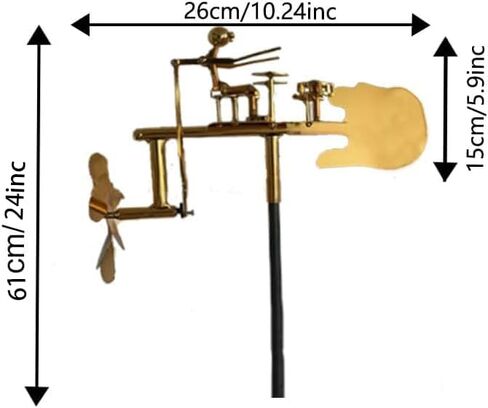 Garden Rock Band Windmill,Metal Drummer Player Windmill–Wind Powered Yard Art Sculpture, Garden Decor for Lawn, Patio, or Courtyard–Outdoor Percussionist Figurine Gift(Drummer) in Kuwait
