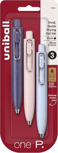 uni one P Retractable Gel Pens, Micro Point (0.5mm), Grape, Peach, and Soda Barrels, Black Ink, 3 Pack in Saudi Arabia