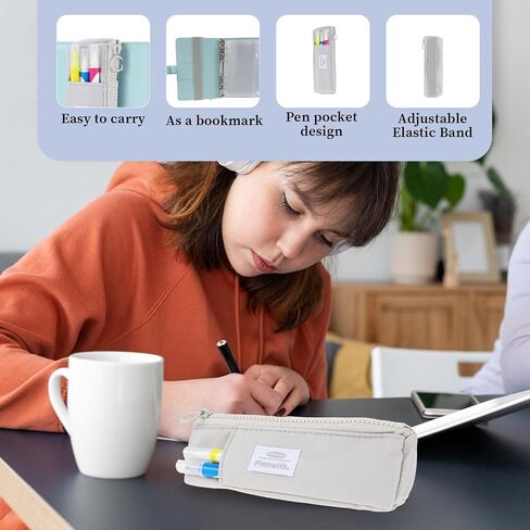 Notebook Pencil Pouch, Elastic Pen Holder for Notebook Zipper Small Pencil Holder Pouch with Adjustable Elastic Band Slim Pencils Bag Journal Pen Holders for Office Home Stationary Supplies in Saudi Arabia
