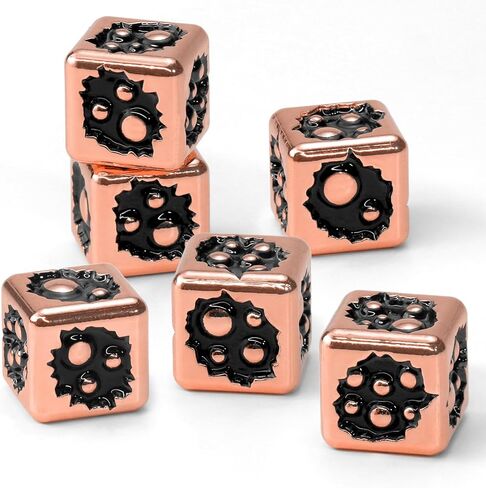 النرد المعدني D6 ، 6 مجموعة من الجوانب من 6 ، Zhoorqi فيروس موضوع D6 dices لهدايا DND ، ثقيلة ومتوازنة （الفيروس الأبيض）） in Kuwait