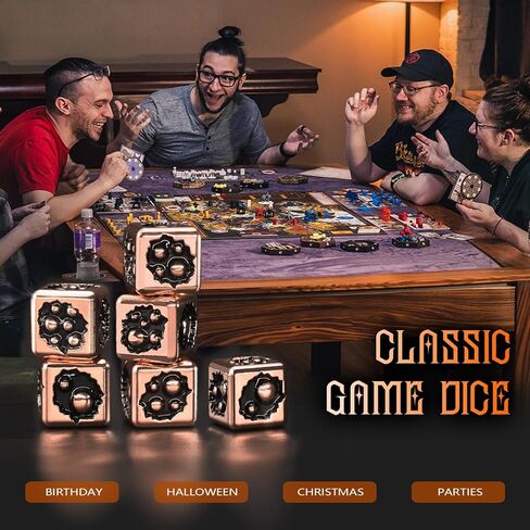 النرد المعدني D6 ، 6 مجموعة من الجوانب من 6 ، Zhoorqi فيروس موضوع D6 dices لهدايا DND ، ثقيلة ومتوازنة （الفيروس الأبيض）） in Kuwait