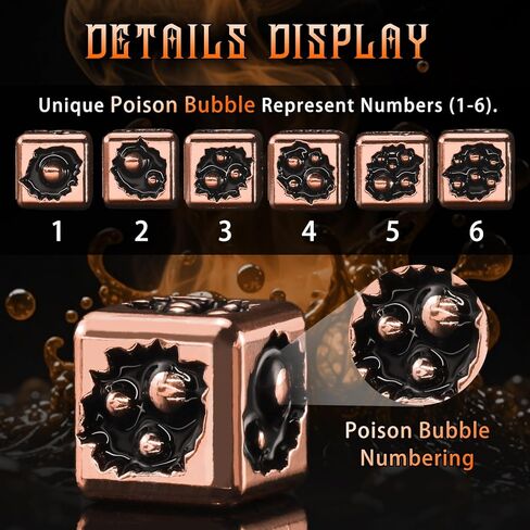 النرد المعدني D6 ، 6 مجموعة من الجوانب من 6 ، Zhoorqi فيروس موضوع D6 dices لهدايا DND ، ثقيلة ومتوازنة （الفيروس الأبيض）） in Kuwait