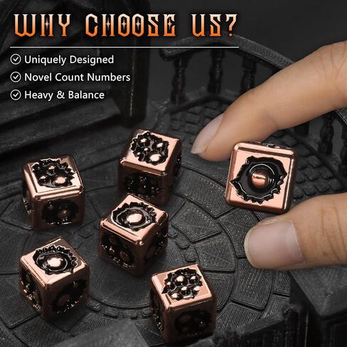 النرد المعدني D6 ، 6 مجموعة من الجوانب من 6 ، Zhoorqi فيروس موضوع D6 dices لهدايا DND ، ثقيلة ومتوازنة （الفيروس الأبيض）） in Kuwait