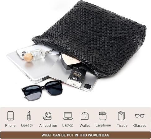 MELOLILA Large Woven Bag Tote Bags for Women Vegan Leather Tote Bag Woven Purse Woven Handbag in Saudi Arabia