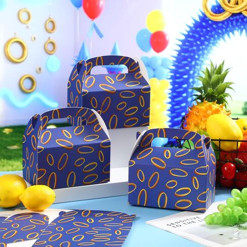 AmazingSpark 12 Pcs Blue Candy Bags with Printed Gold Rings Golden Cartoon Goodie Gift Boxes for Gamer's Party Decorations Birthday Theme Gifts Snack Supplies in Kuwait