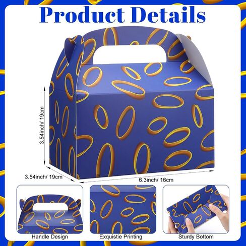 AmazingSpark 12 Pcs Blue Candy Bags with Printed Gold Rings Golden Cartoon Goodie Gift Boxes for Gamer's Party Decorations Birthday Theme Gifts Snack Supplies in Kuwait