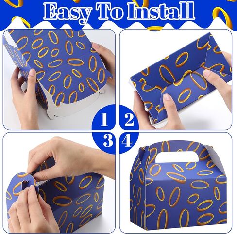 AmazingSpark 12 Pcs Blue Candy Bags with Printed Gold Rings Golden Cartoon Goodie Gift Boxes for Gamer's Party Decorations Birthday Theme Gifts Snack Supplies in Kuwait