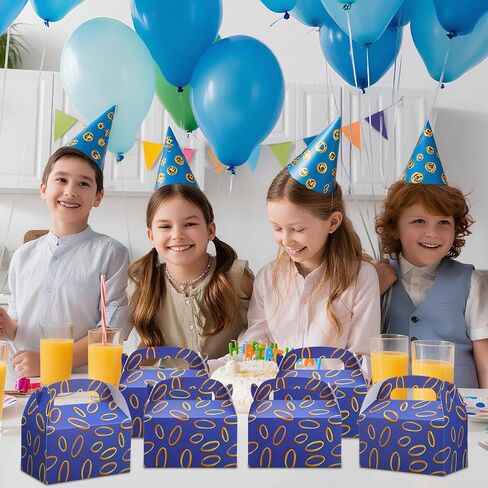 AmazingSpark 12 Pcs Blue Candy Bags with Printed Gold Rings Golden Cartoon Goodie Gift Boxes for Gamer's Party Decorations Birthday Theme Gifts Snack Supplies in Kuwait