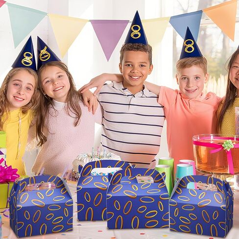 AmazingSpark 12 Pcs Blue Candy Bags with Printed Gold Rings Golden Cartoon Goodie Gift Boxes for Gamer's Party Decorations Birthday Theme Gifts Snack Supplies in Kuwait