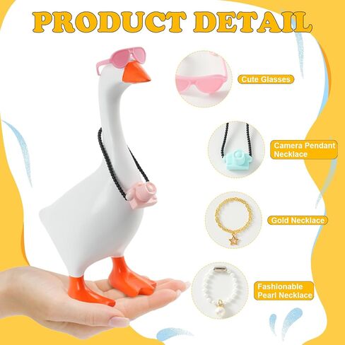 15 Pcs 7inch Desk Goose Outfits Mini Chain Collar and Sunglasses, Camera Pendant Necklaces Collar Fun Clothes Costume Set for Magnetic Table Geese Statue Decor in Saudi Arabia