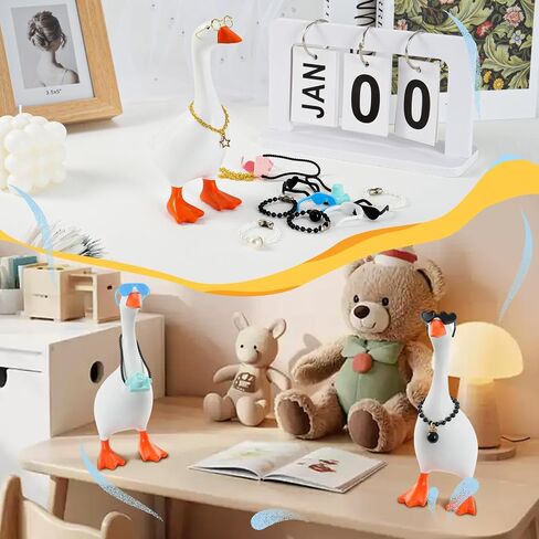 15 Pcs 7inch Desk Goose Outfits Mini Chain Collar and Sunglasses, Camera Pendant Necklaces Collar Fun Clothes Costume Set for Magnetic Table Geese Statue Decor in Saudi Arabia