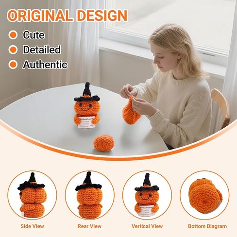 Handmade Crochet Pumpkin Plush with Inspirational Card - Cute Halloween Decor, Thanksgiving & Birthday Gift, Emotional Support Desk Accessory for Women, Men, Friends in Saudi Arabia