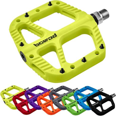 MT Bike Pedals, Light BMX MTB Pedals w Wide Nylon Composite Pedals' Platform, Gravel Bike Pedals Flat, Bicycle Pedals w 12Pins, Non-Slip Pedals w 9/16" Cr-Mo Spindle 2Bearings for Mountain Bike in Saudi Arabia