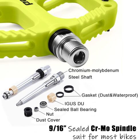 MT Bike Pedals, Light BMX MTB Pedals w Wide Nylon Composite Pedals' Platform, Gravel Bike Pedals Flat, Bicycle Pedals w 12Pins, Non-Slip Pedals w 9/16" Cr-Mo Spindle 2Bearings for Mountain Bike in Saudi Arabia