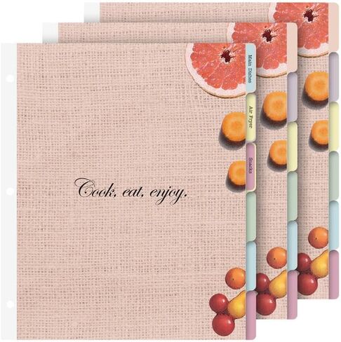 Dividers with Tabs for Recipe Binder, 12 Tab Dividers for 3 Ring Binder, 3-Hole Punched Letter Size, Durable Heavyweight Cardstock (Vegetable) in Kuwait