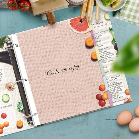 Dividers with Tabs for Recipe Binder, 12 Tab Dividers for 3 Ring Binder, 3-Hole Punched Letter Size, Durable Heavyweight Cardstock (Vegetable) in Kuwait
