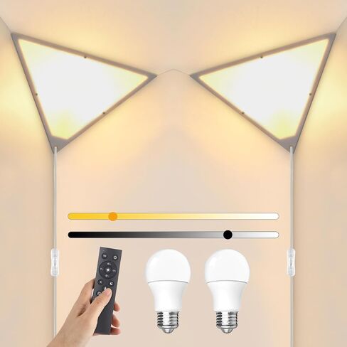 2 حزمة مصباح زاوية مع مصباح LED 9W وبعد ، مصباح زاوية درجة حرارة 3 لون ، قابلية قابلة للضايق في مصابيح قلادة للسقف مع ظل الأكريليك ، قم بتوصيل ضوء السقف لغرفة المعيشة وغرفة النوم in Saudi Arabia