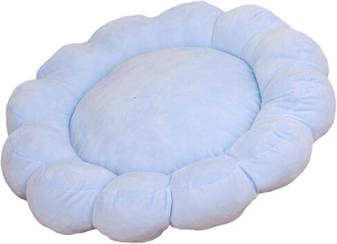 Soft Pet Nesting Bed Small Dog Bed Autumn Winter Pet Sleeping Pad Flower Shaped Round Cat Bed for Kitten Indoor Cats Puppy, Yellow in Saudi Arabia