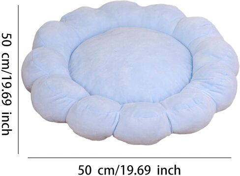 Soft Pet Nesting Bed Small Dog Bed Autumn Winter Pet Sleeping Pad Flower Shaped Round Cat Bed for Kitten Indoor Cats Puppy, Yellow in Saudi Arabia