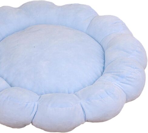 Soft Pet Nesting Bed Small Dog Bed Autumn Winter Pet Sleeping Pad Flower Shaped Round Cat Bed for Kitten Indoor Cats Puppy, Yellow in Saudi Arabia