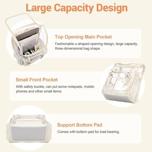 Clear Backpack with Clear Bag Set, Leather Clear Backpack Heavy Duty Thick PVC Clear Bookbag Large See Through Transparent Backpack with Support Pad for Women Men Girl Boy College Work Black in Kuwait