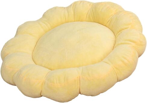 ناعم للحيوانات الأليفة تداخل سرير صغير الكلب سرير خريف شتاء وسادة نوم للحيوانات الأليفة زهرة على شكل قطة مستديرة قطة للقطط القطط الداخلية الجرو ، الأصفر in Kuwait