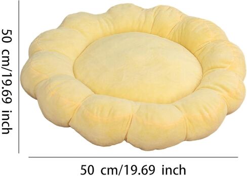 ناعم للحيوانات الأليفة تداخل سرير صغير الكلب سرير خريف شتاء وسادة نوم للحيوانات الأليفة زهرة على شكل قطة مستديرة قطة للقطط القطط الداخلية الجرو ، الأصفر in Kuwait