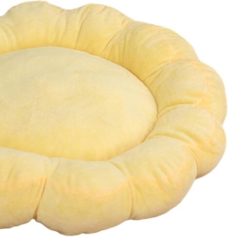 ناعم للحيوانات الأليفة تداخل سرير صغير الكلب سرير خريف شتاء وسادة نوم للحيوانات الأليفة زهرة على شكل قطة مستديرة قطة للقطط القطط الداخلية الجرو ، الأصفر in Kuwait