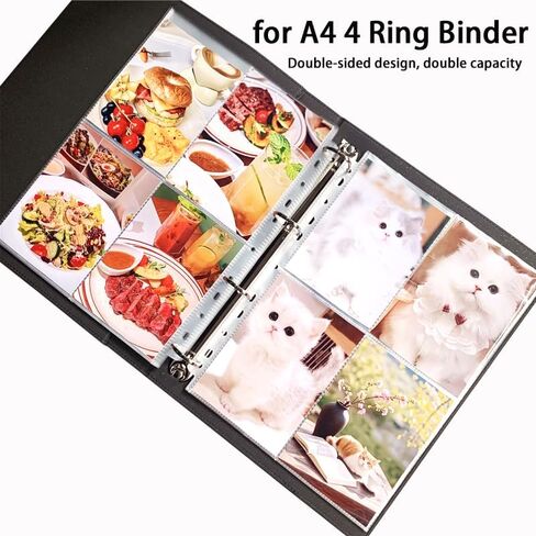 أكمام صور فائقة الشفافة تحمل 400 جيوب 3.5x5inch صفحات إعادة ملء الألبوم لثلاثة رنين رنين ، صفحات 4 جيب على الوجهين ، وأكمام بطاقة الحامي العلوية. in Saudi Arabia