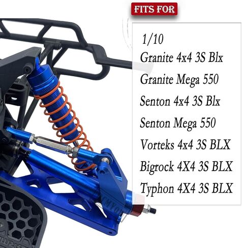 RCMYou RC Shocks Upgrades Part for 1/10 Arrma Granite 4X4/Senton 4X4/Vorteks 4X4/Bigrock 4X4/Typhon 4X4,4PCS Alloy Front Rear Big Bore RC Shock Absorber Damper Hops Up,Navy Blue in Kuwait