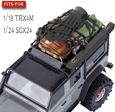 RC Crawler Car Decoration Pressions لـ 1/18 TRX4M 1/24 SCX24 ، شبكة الأمتعة/حزمة/حقيبة نوم/خزان وقود/مجرفة/طبلة زيت/سلم رمل/سقف ، (أخضر ، أسود) in Kuwait