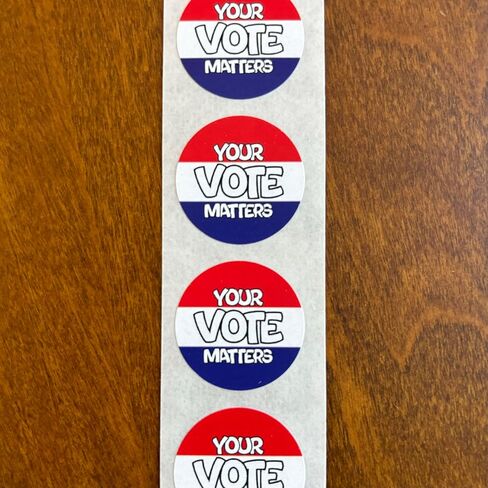 Your Vote Matters Stickers - Roll of 250 Stickers, Red, White & Blue in Saudi Arabia